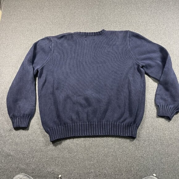 VTG Polo By Ralph Lauren Sweater Mens XL Navy Red Pony Crew Neck 100% Cotton - Picture 7 of 16